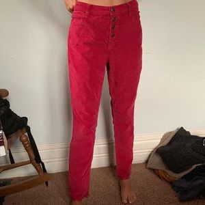 Red corduroy Free People jeans